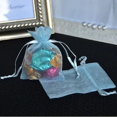 10 count Baby Blue Organza Favor Bags Pouches 3"x4"