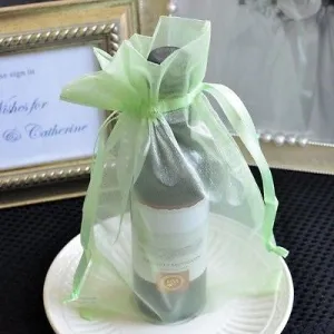 10 Large Mint Green Organza Favor Pouches Wedding Gift Bags, Potpourri Candy