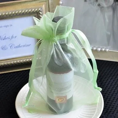 10 Large Mint Green Organza Favor Pouches Wedding Gift Bags, Potpourri Candy