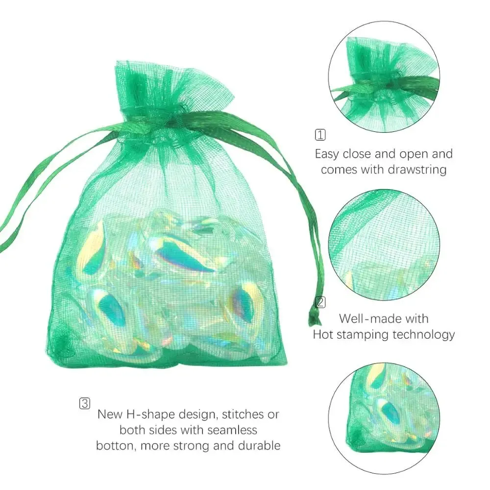 100pcs/lot Organza Bag 5x7cm,7x9cm,9x12cm Christmas Wedding Drawstring Bag Candy Bags Gift Pouches Jewelry Packaging Display