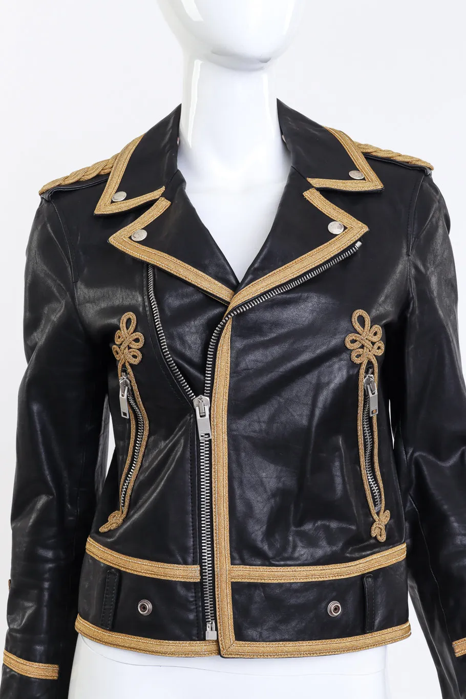 2015 S/S Soutache Trim Leather Jacket