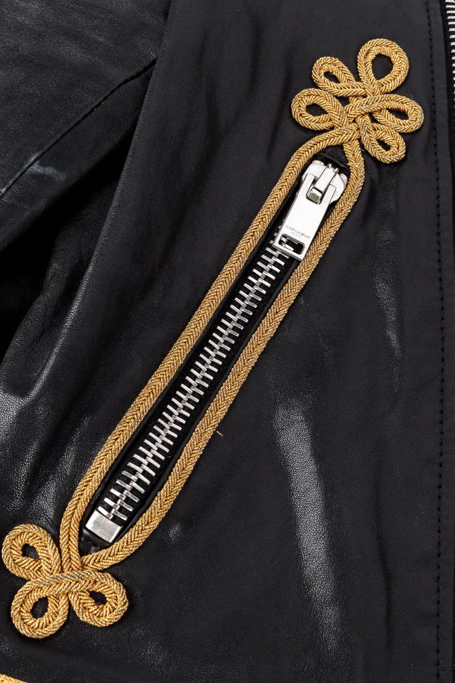 2015 S/S Soutache Trim Leather Jacket