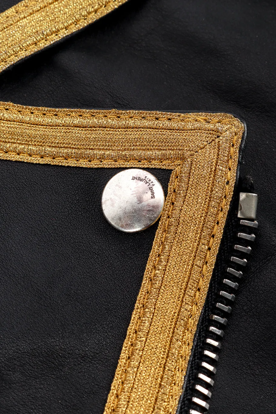 2015 S/S Soutache Trim Leather Jacket