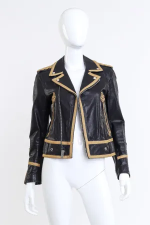 2015 S/S Soutache Trim Leather Jacket