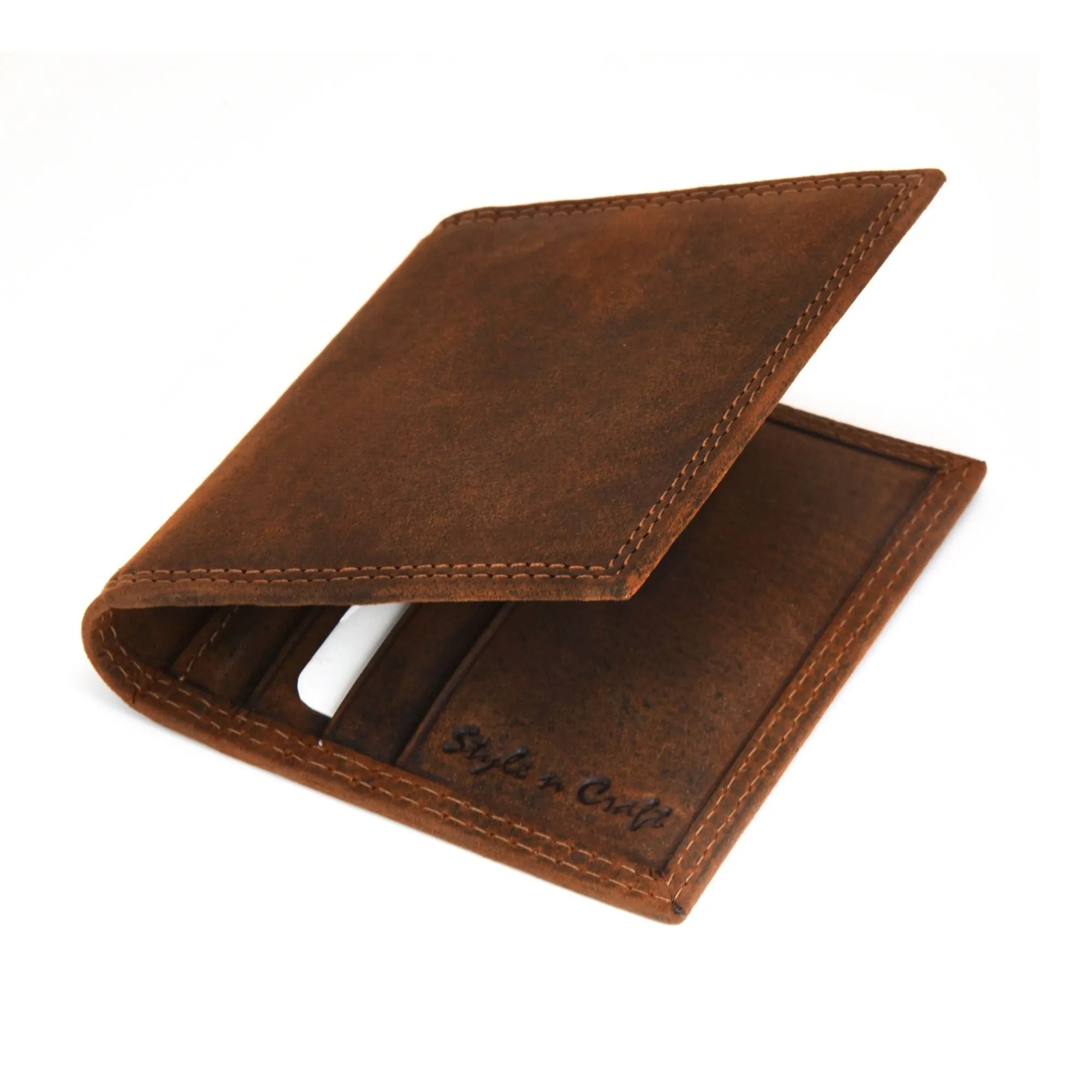 300703-BR Slim Credit Card Case in Brown Leather | Style n Craft