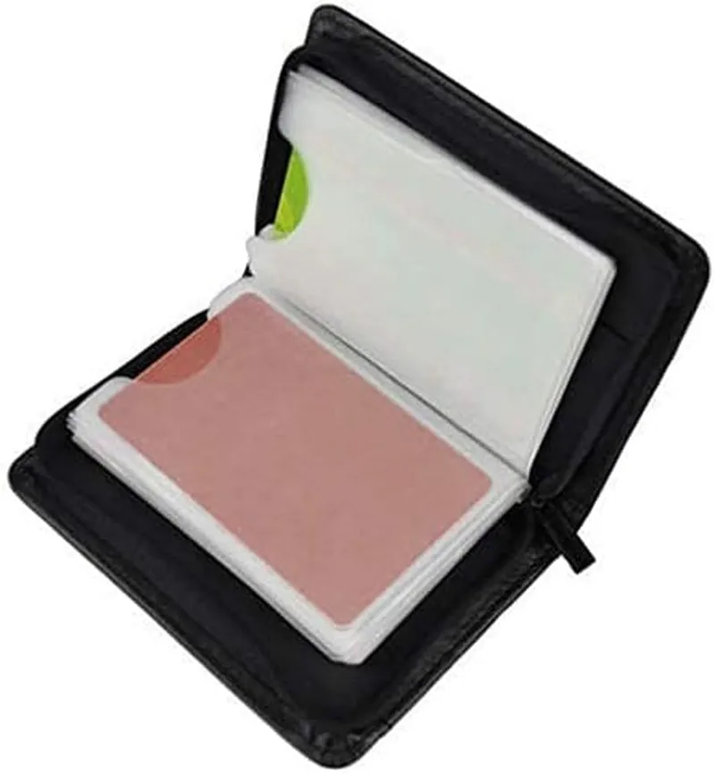 36 Slots Credit Card Holder Wallet RFID Blocking Zip Leather Card Case
