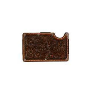 3D Brown Scroll Embossed Smart Wallet