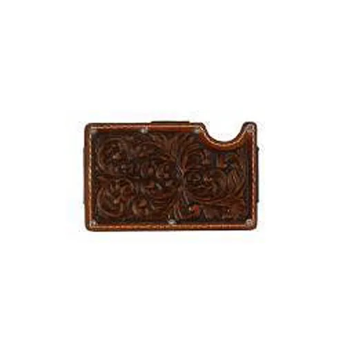 3D Brown Scroll Embossed Smart Wallet