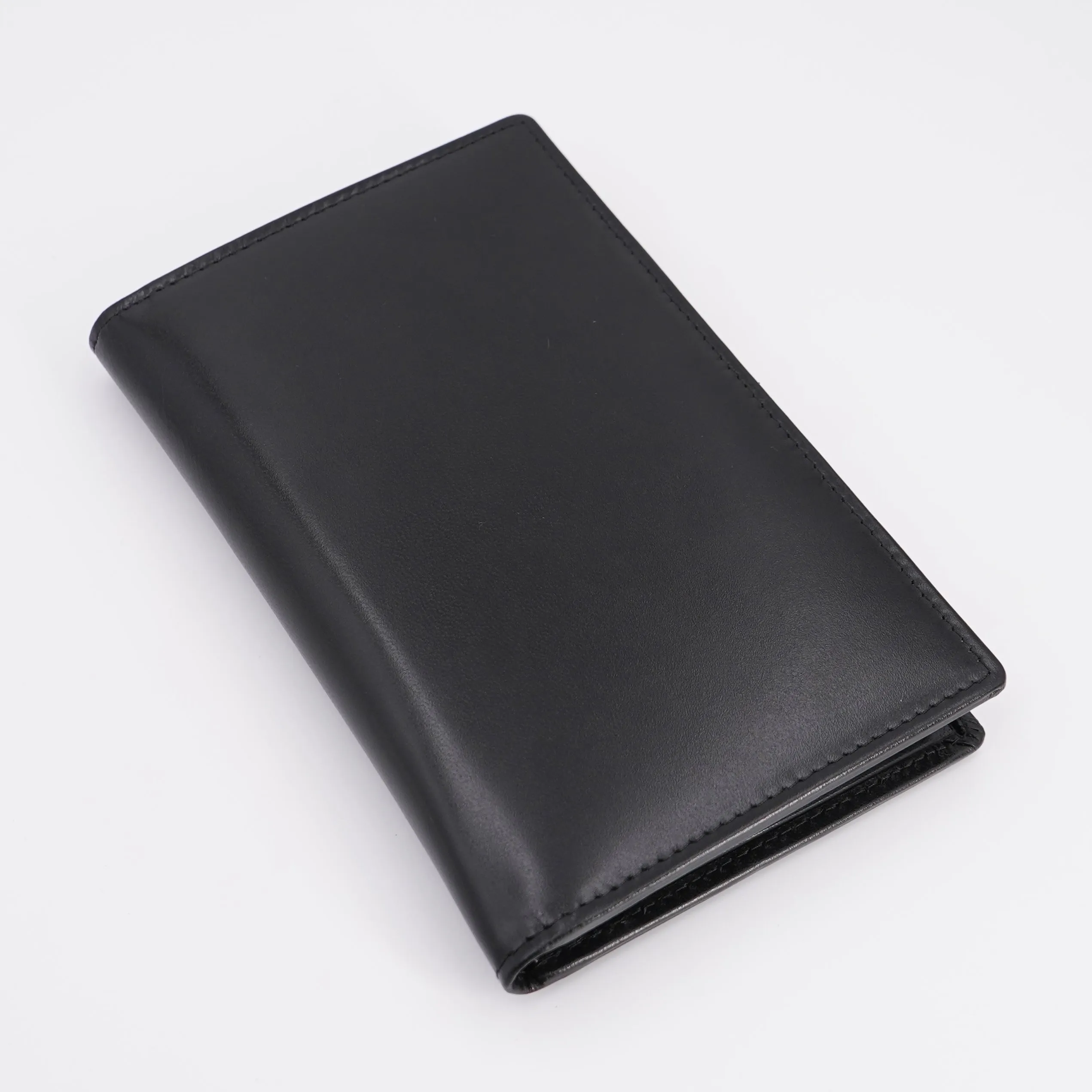 AG Wallets Cow Leather Credit Card Organizer, RFID Long Wallet, 20 Card Holder, Black Silk