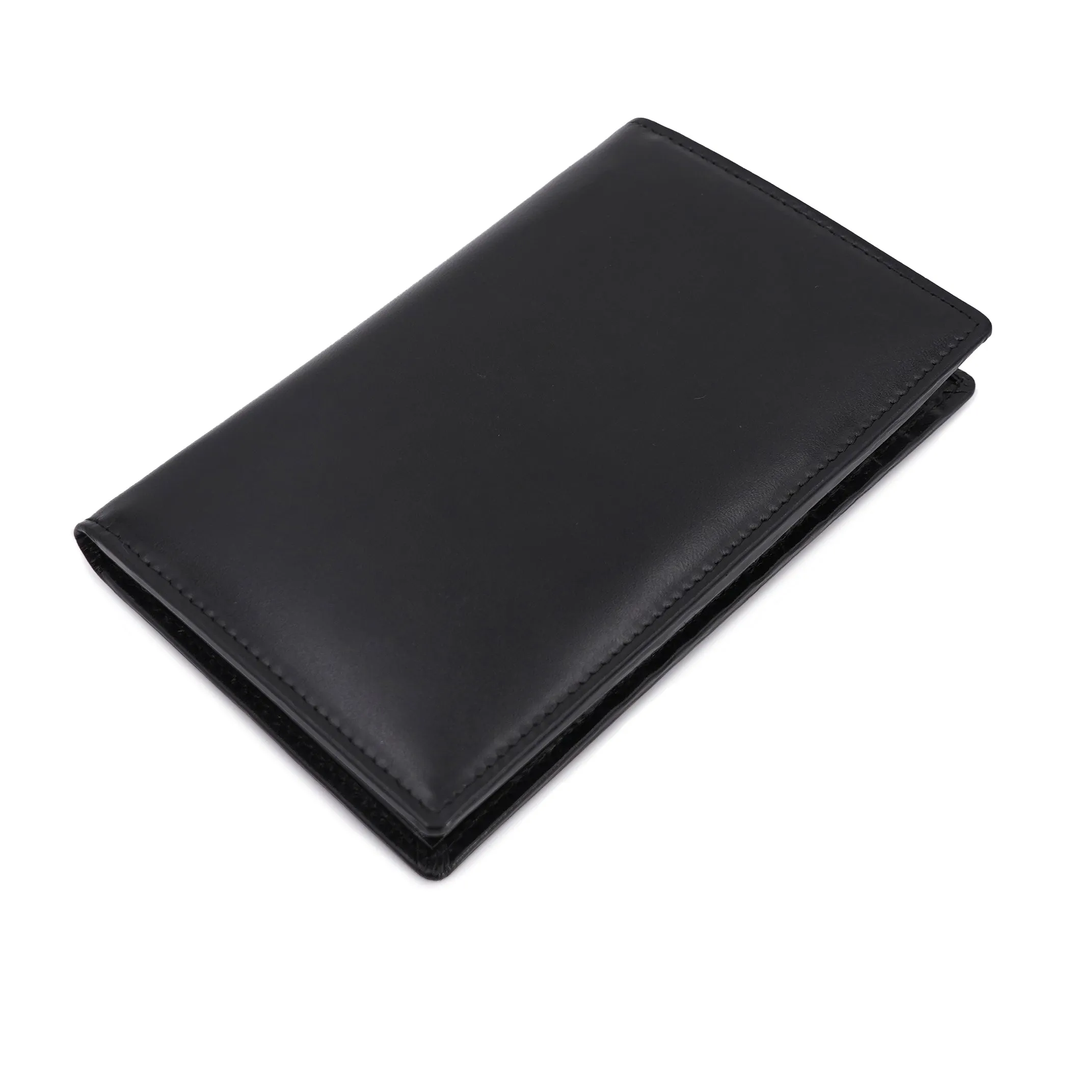AG Wallets Cow Leather Credit Card Organizer, RFID Long Wallet, 20 Card Holder, Black Silk