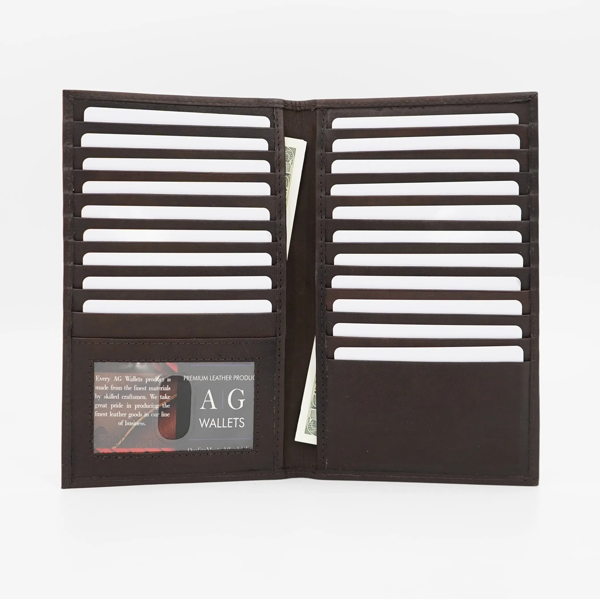 AG Wallets RFID Long 20 Credit Card Organizer & Leather Wallet