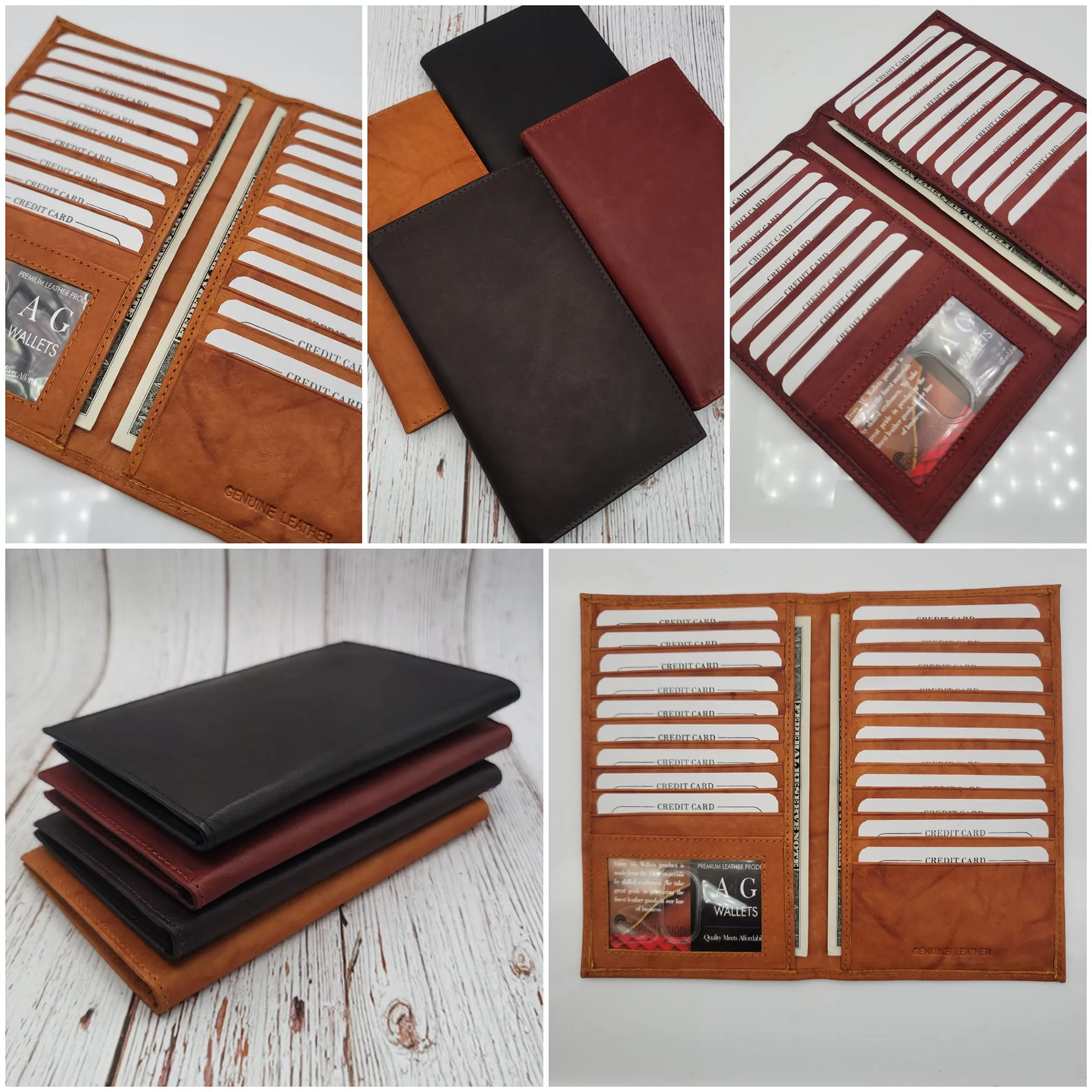 AG Wallets RFID Long 20 Credit Card Organizer & Leather Wallet