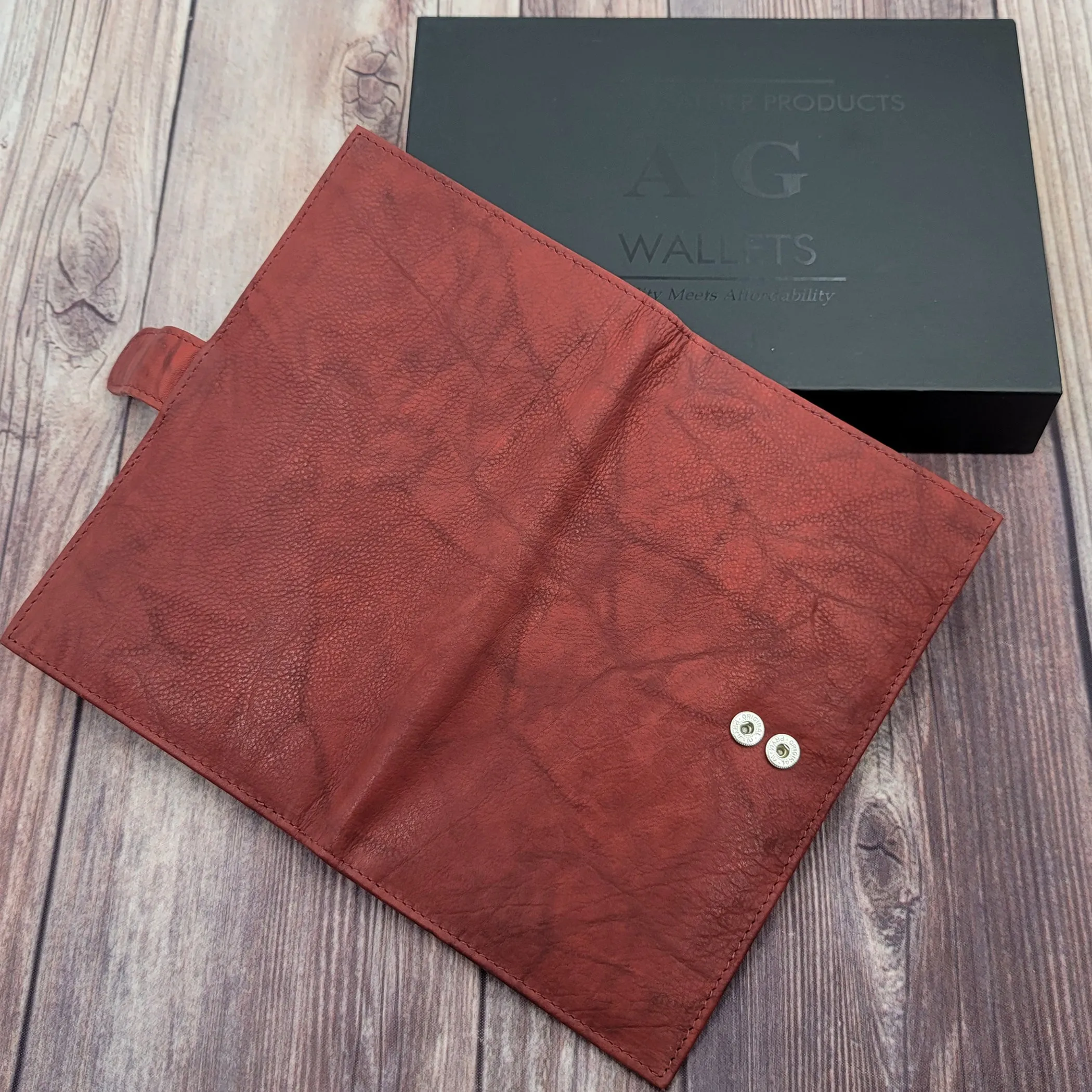 AG Wallets RFID Snap Close Full Grain Napa Cowhide Leather Credit Card Organizer Long Wallet, Holds Up To 20 Cards, 2 Side Cash Slots