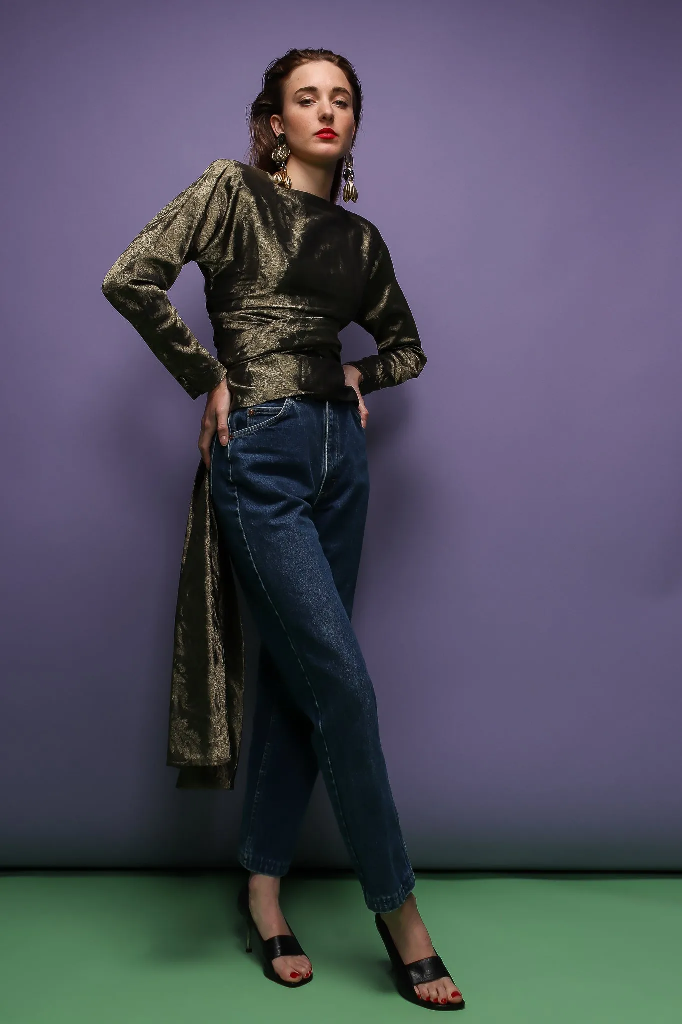 Backless Metallic Wrap Top