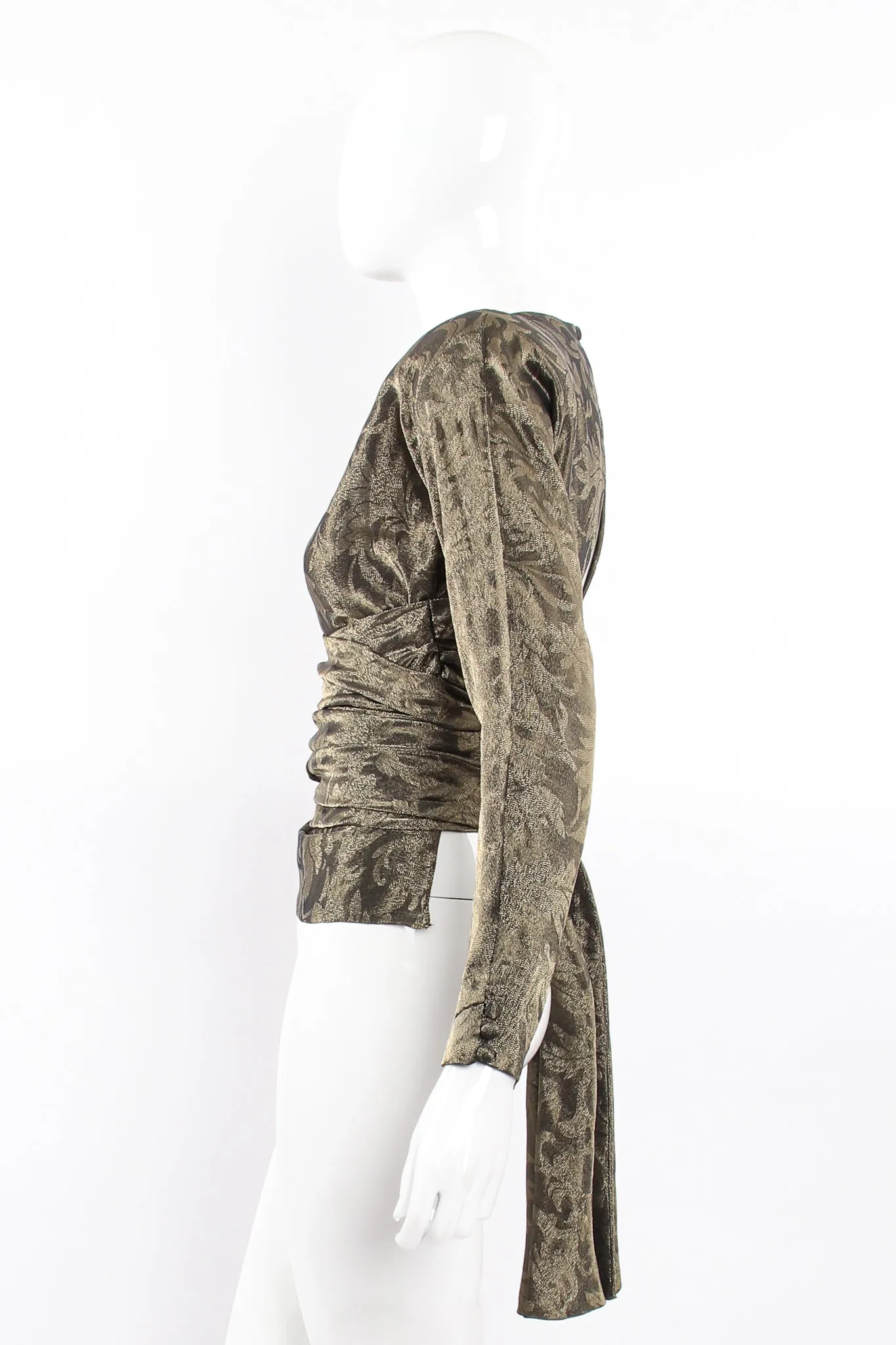 Backless Metallic Wrap Top