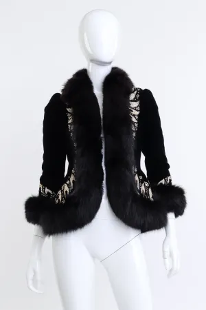 Beaded Fur Trim Velvet Jacket