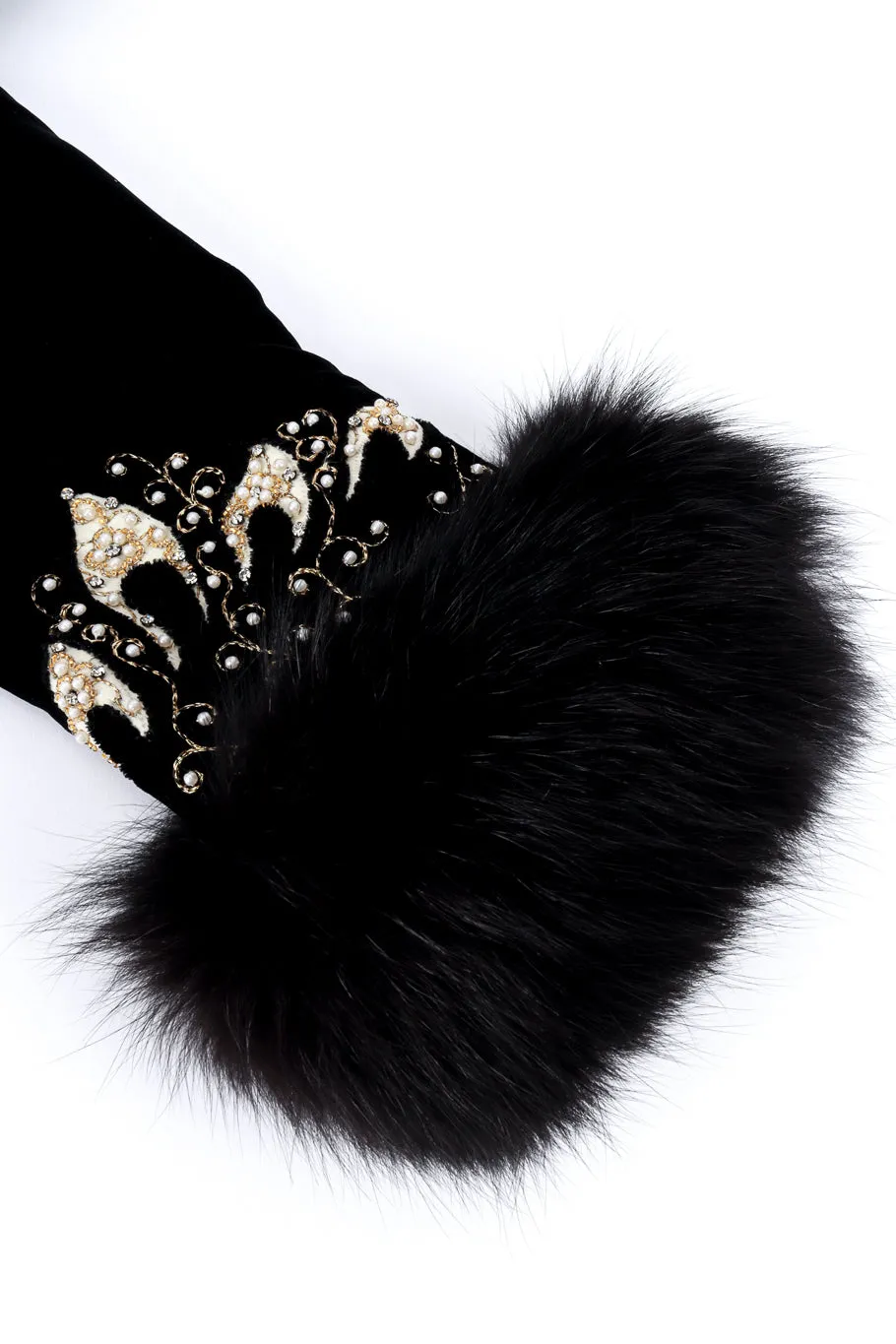 Beaded Fur Trim Velvet Jacket