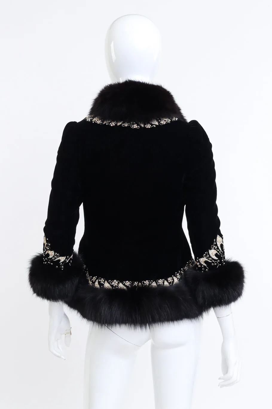 Beaded Fur Trim Velvet Jacket