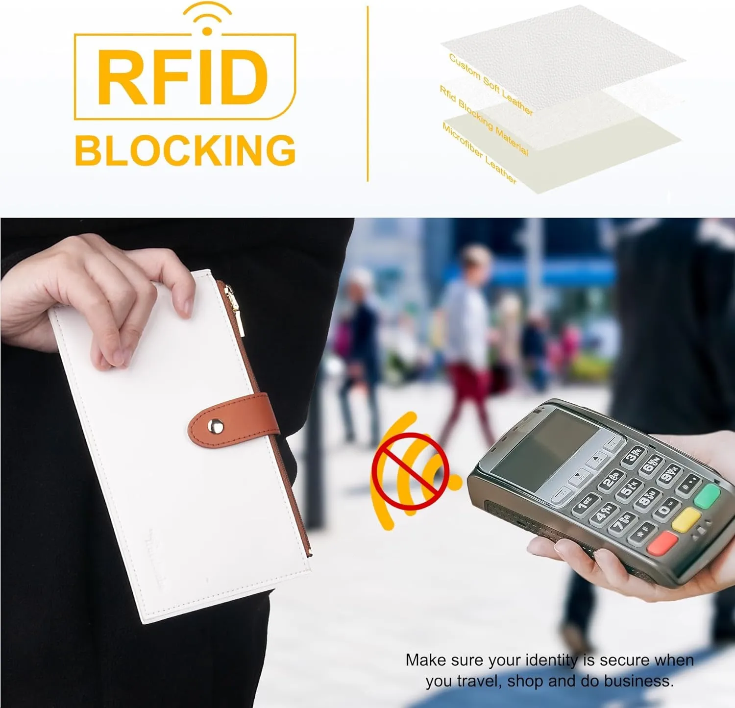 Bifold Multi Card Wallet, Double Zipper Pocke Credit Card Holder