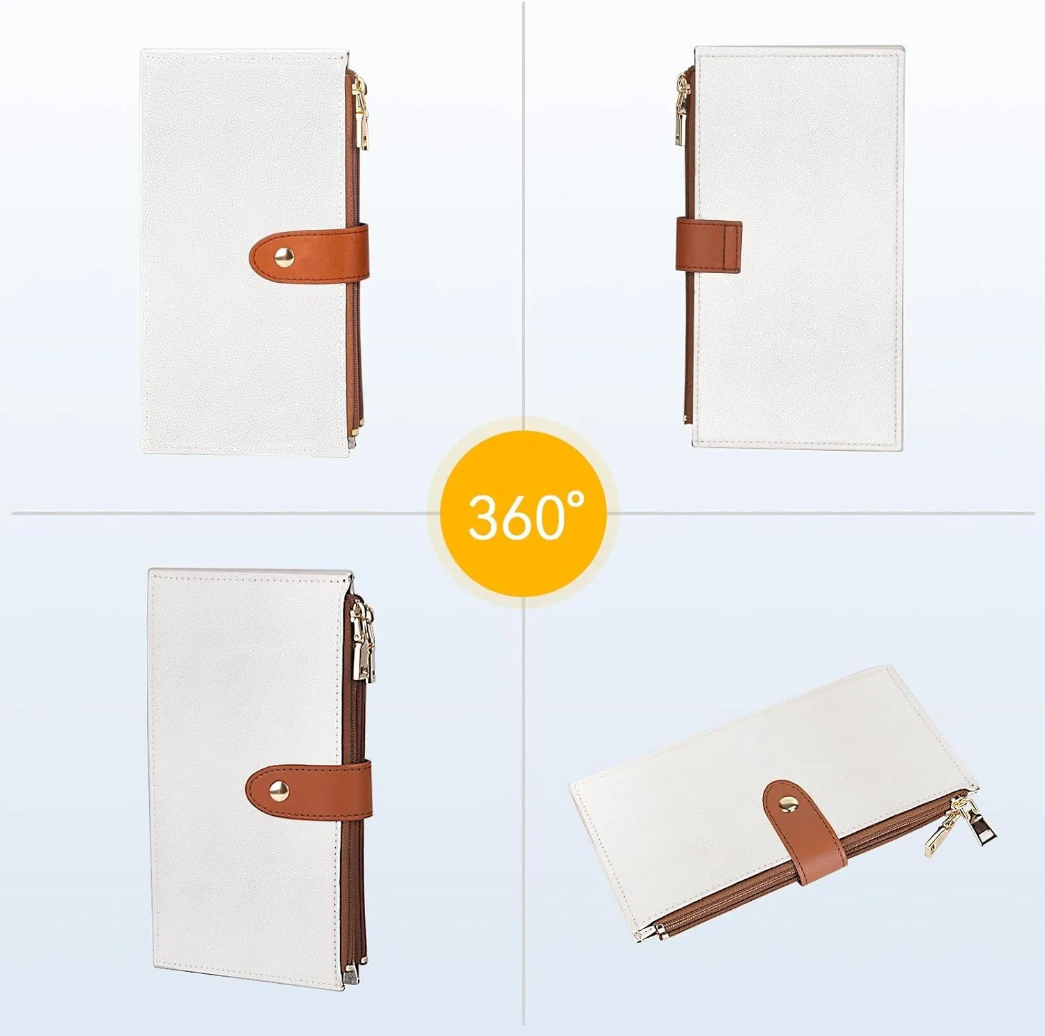 Bifold Multi Card Wallet, Double Zipper Pocke Credit Card Holder
