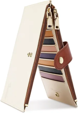 Bifold Multi Card Wallet, Double Zipper Pocke Credit Card Holder