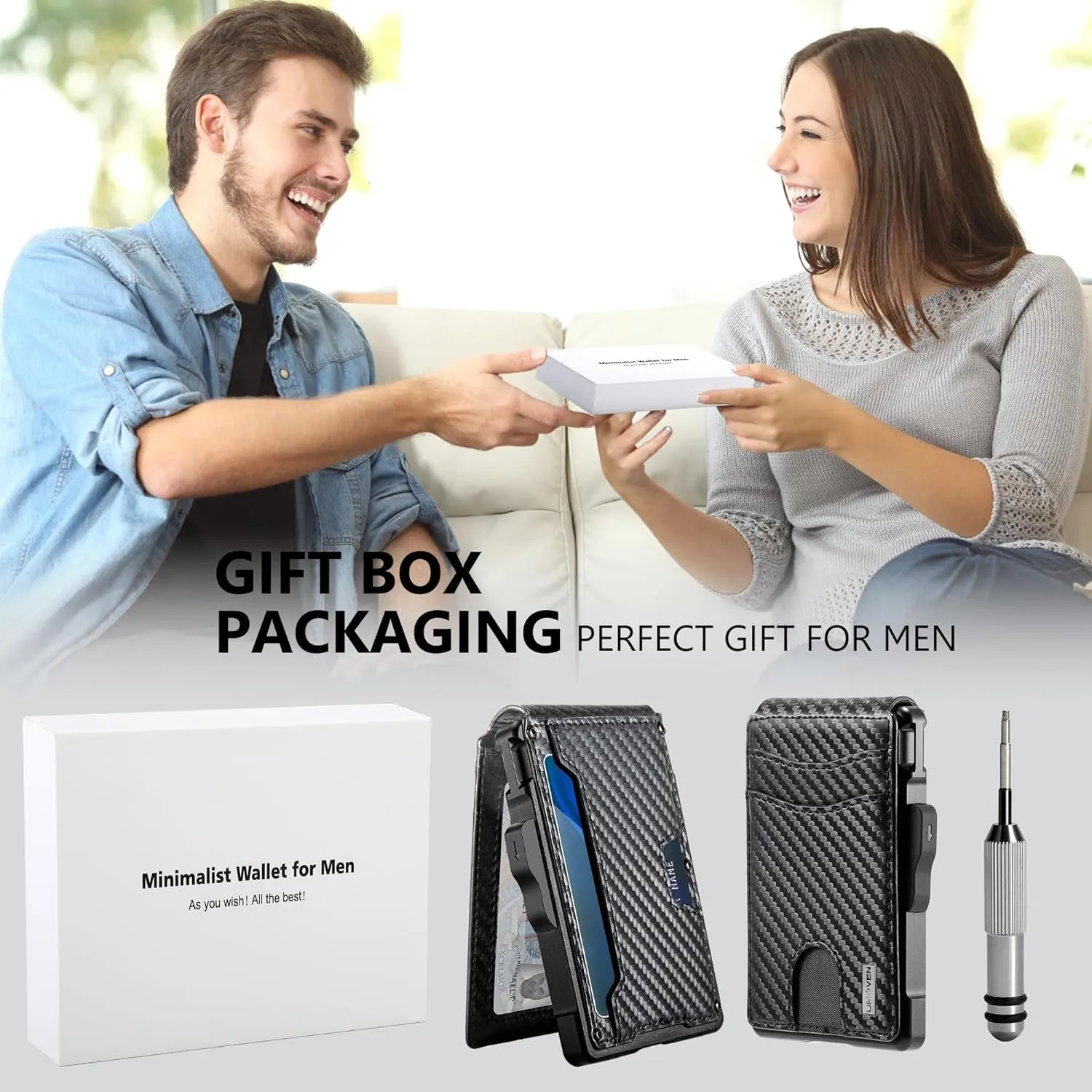 Bifold Wallet for Men - with Money Clip, Slim Credit Card Holder