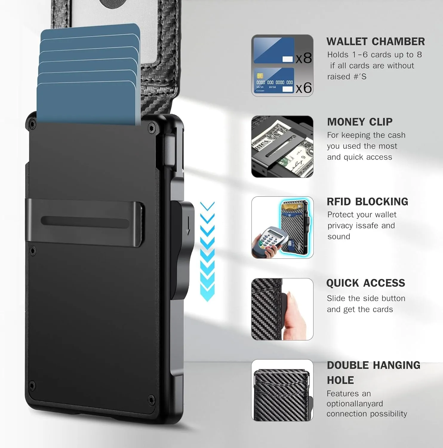 Bifold Wallet for Men - with Money Clip, Slim Credit Card Holder