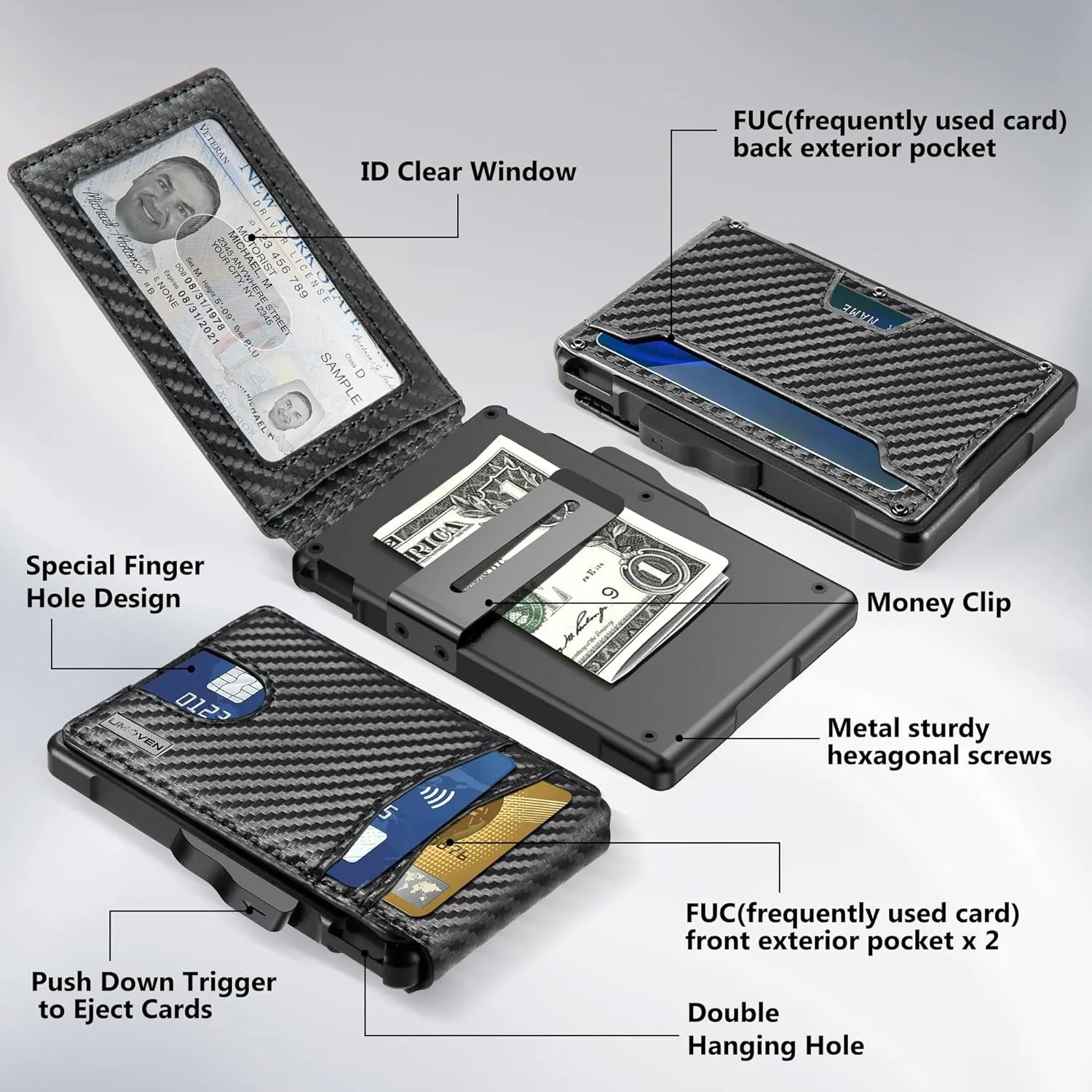 Bifold Wallet for Men - with Money Clip, Slim Credit Card Holder