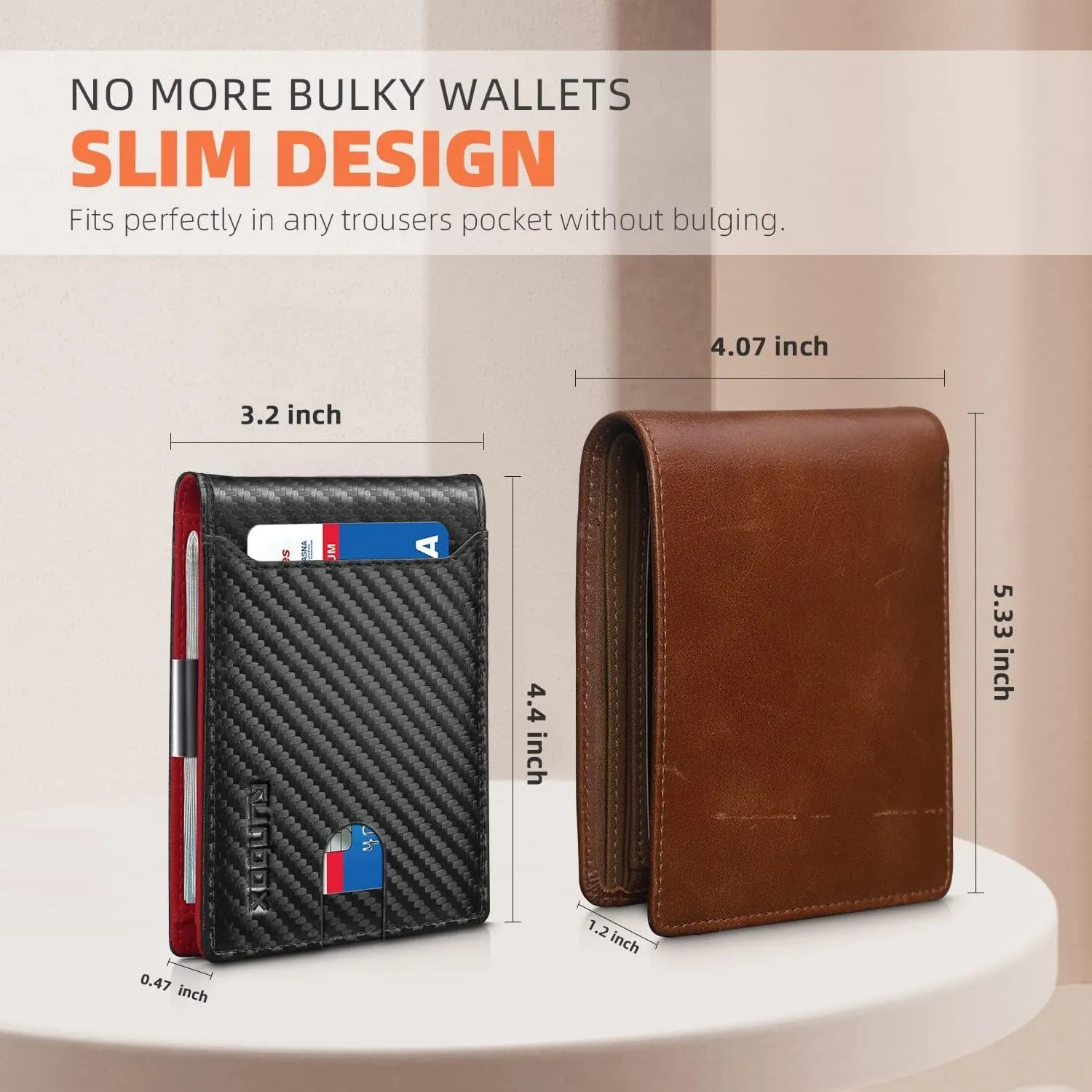 Bifold Wallets For Men With Money Clip, Rfid Blocking Slim Credit Card-Holder