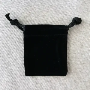 Black Velvet Drawstring Pouches - 2" x 2.5" - Black - Velvet Drawstring Bag