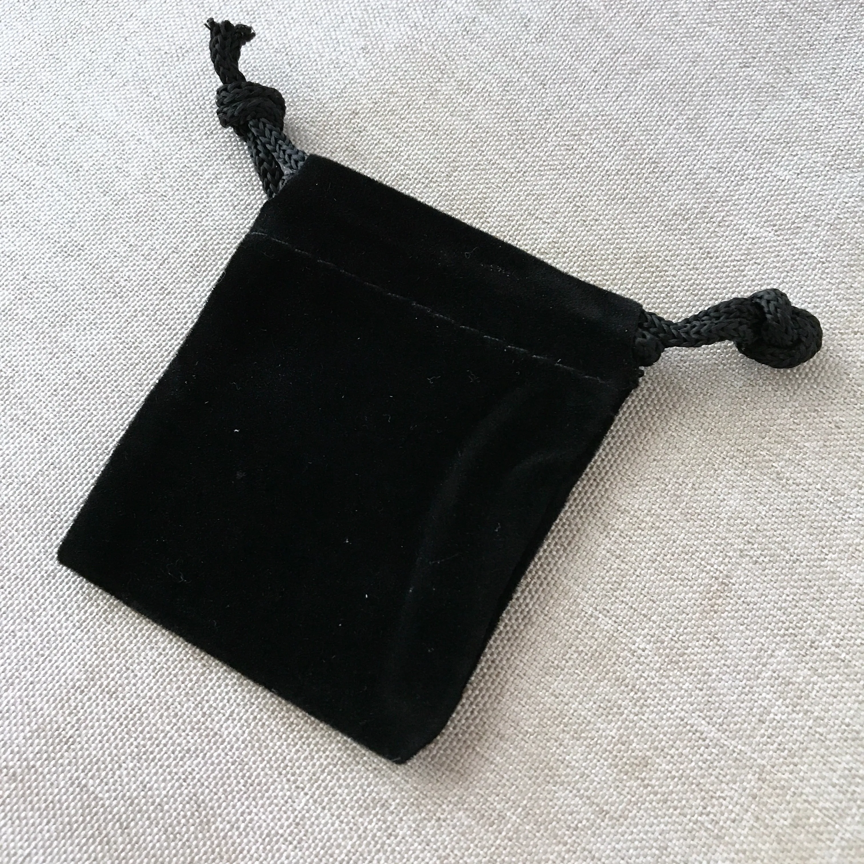 Black Velvet Drawstring Pouches - 2" x 2.5" - Black - Velvet Drawstring Bag