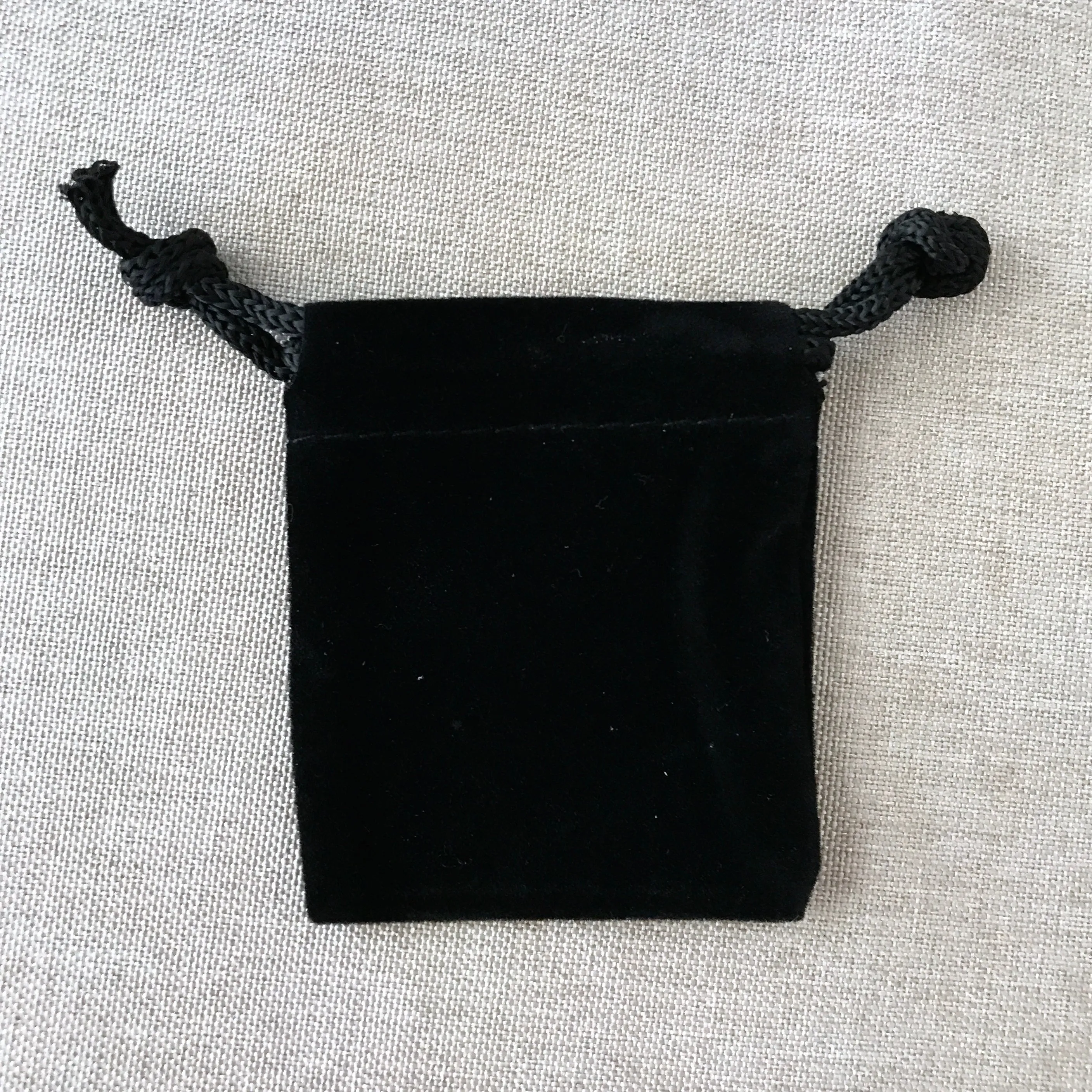 Black Velvet Drawstring Pouches - 2" x 2.5" - Black - Velvet Drawstring Bag