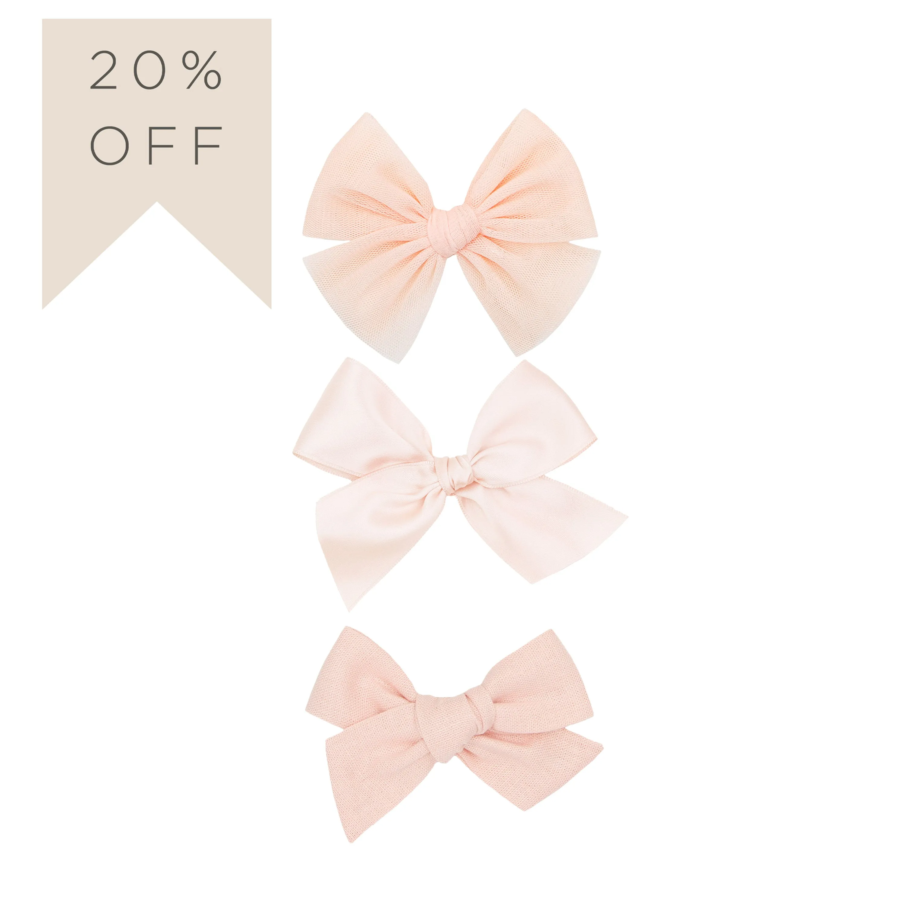 Bow 3 Pack: Blush Clips