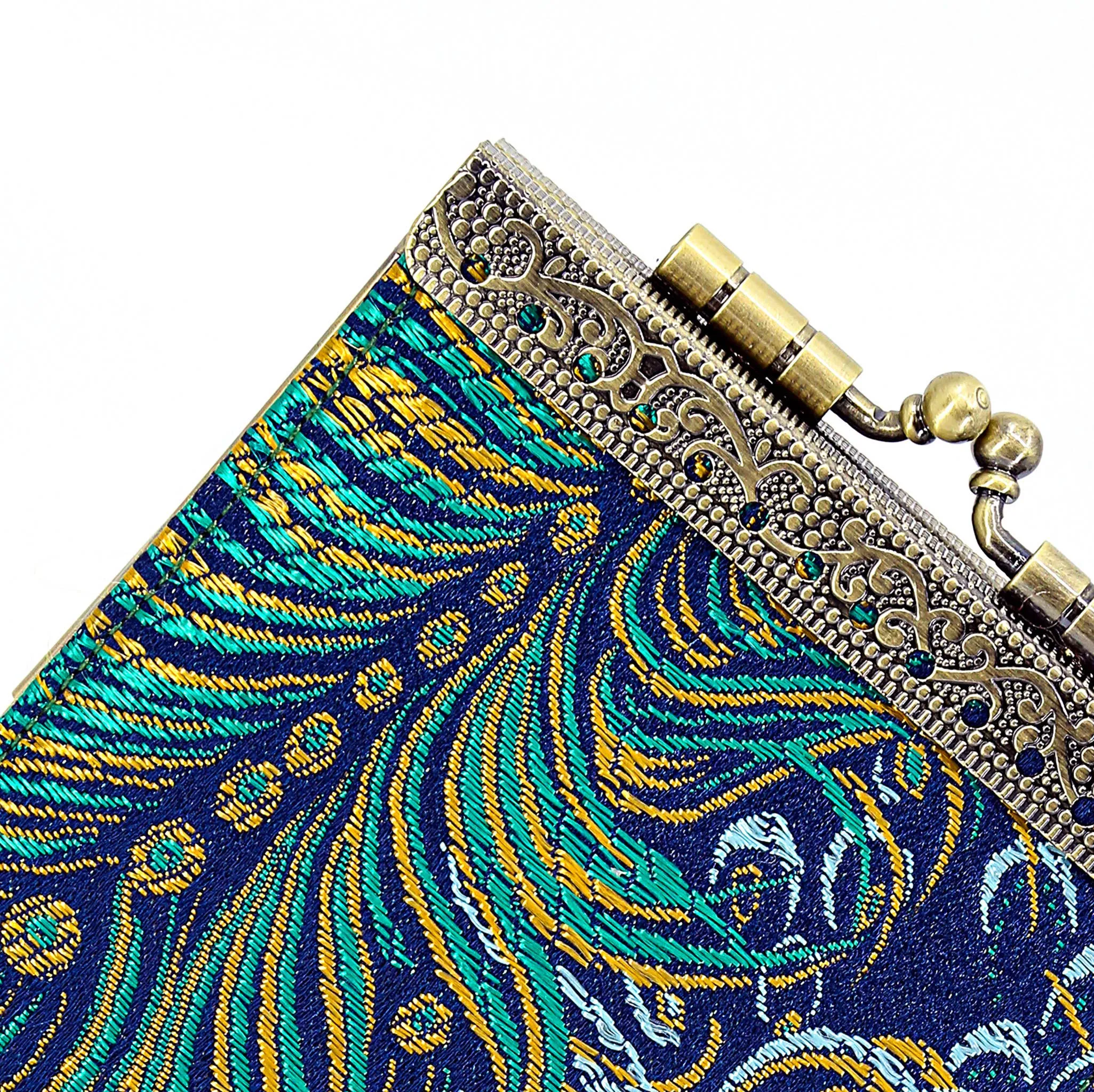Brocade Peacock Card Holder w/ RFID Protection