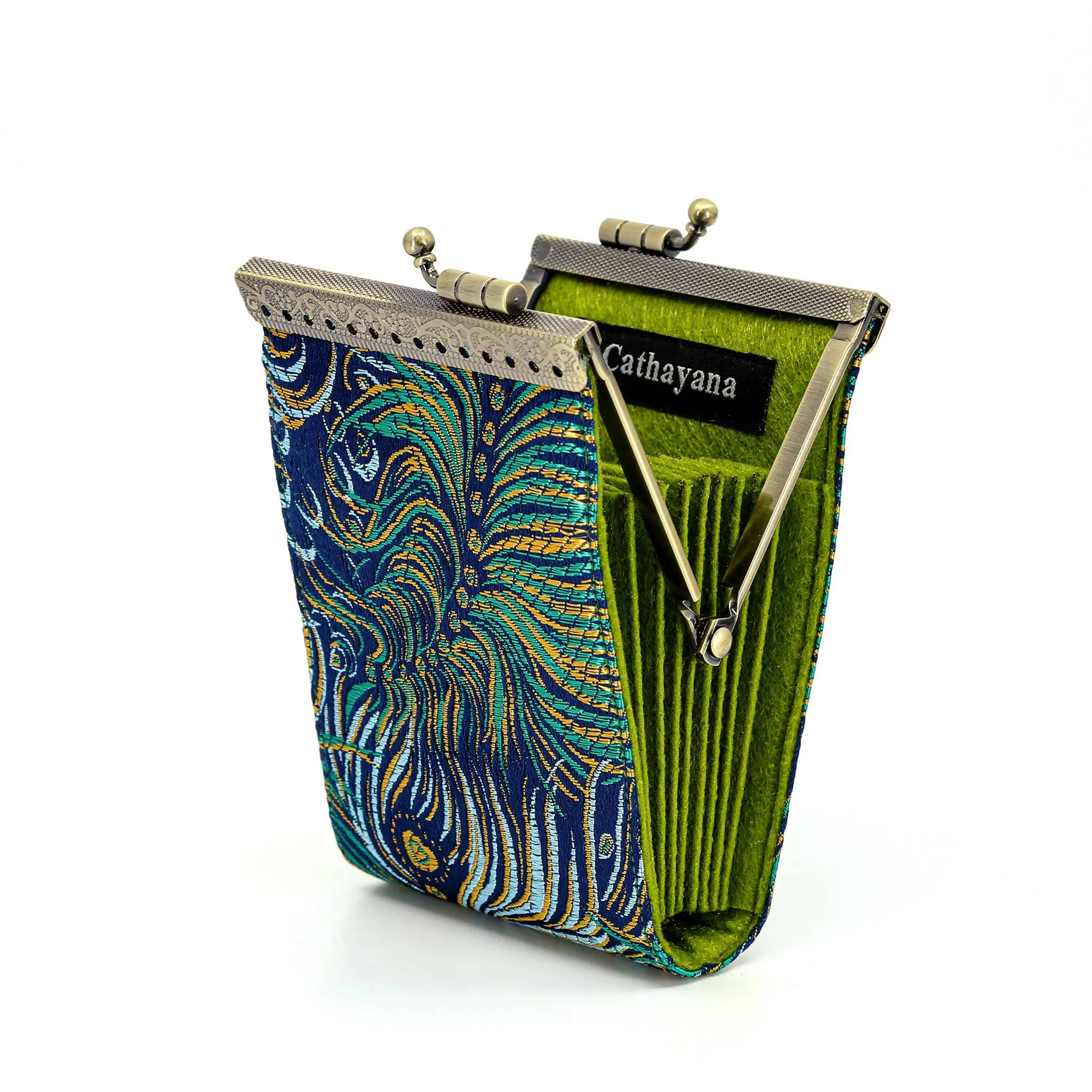 Brocade Peacock Card Holder w/ RFID Protection