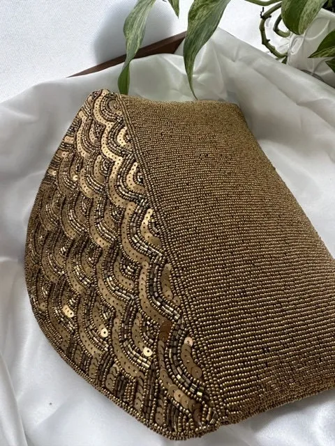 Bronze Sequin and Bead Embellished Clutch | Handmade Evening Wristlet | Envelope Evening Bag | Bridal Clutch | Shoulder Bag | Crossbody