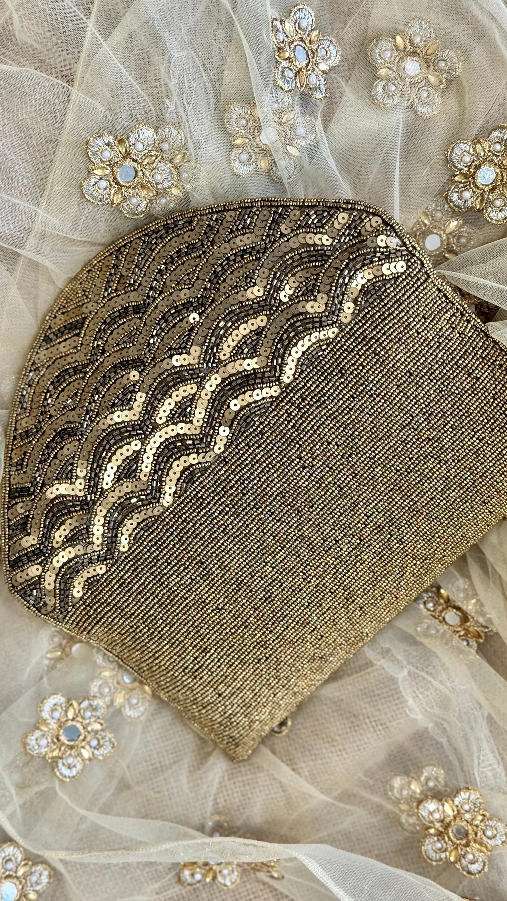 Bronze Sequin and Bead Embellished Clutch | Handmade Evening Wristlet | Envelope Evening Bag | Bridal Clutch | Shoulder Bag | Crossbody