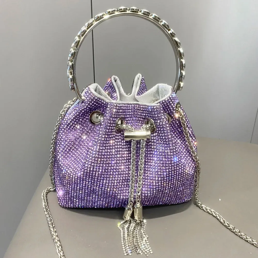 Bucket clutch Crystal rhinestone shoulder bags
