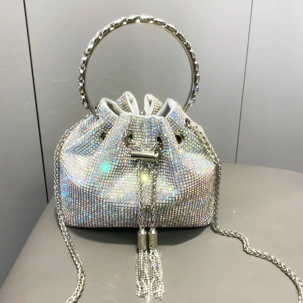 Bucket clutch Crystal rhinestone shoulder bags