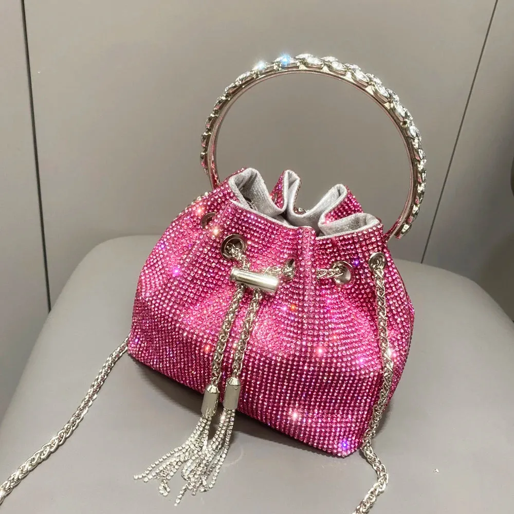 Bucket clutch Crystal rhinestone shoulder bags