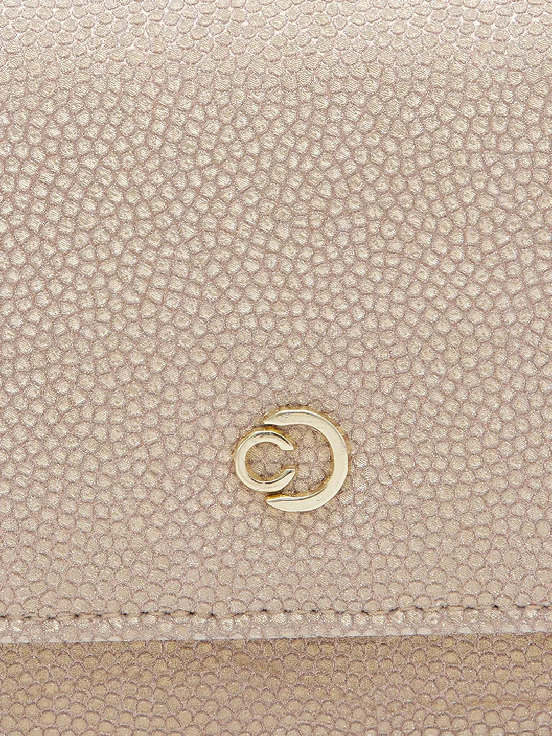 Caprese Betty Large Light Gold Flapover Clutch
