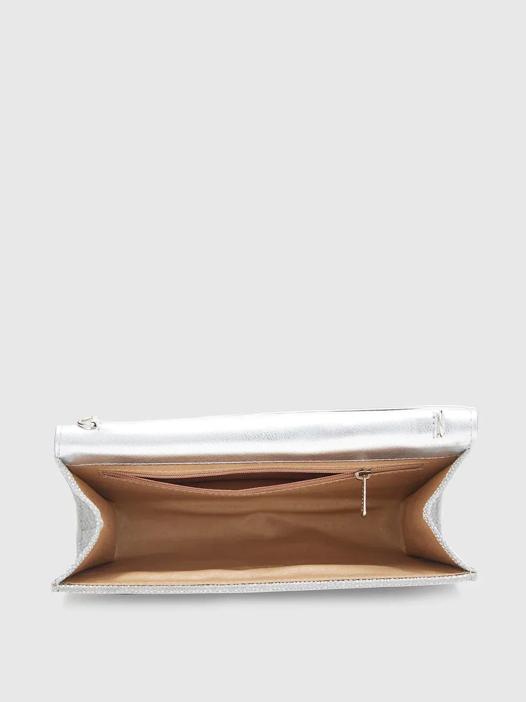 Caprese Betty Large Silver Flapover Clutch