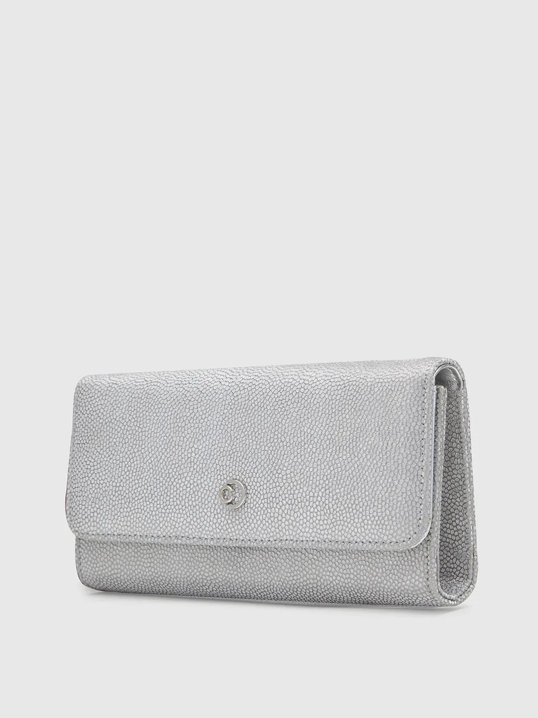 Caprese Betty Large Silver Flapover Clutch