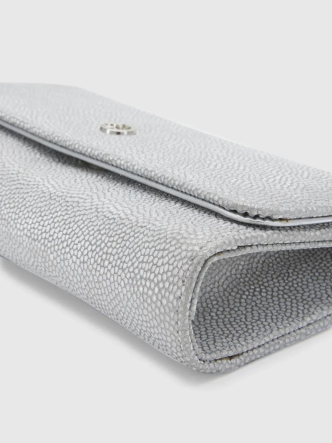 Caprese Betty Large Silver Flapover Clutch