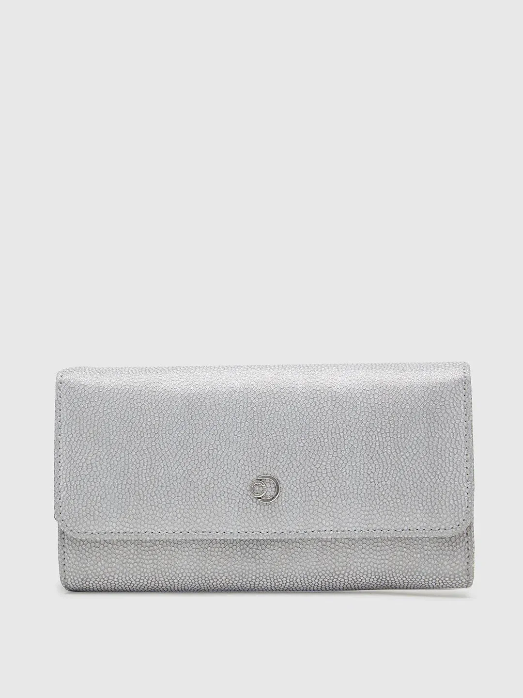 Caprese Betty Large Silver Flapover Clutch