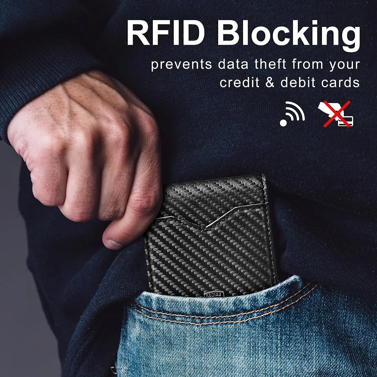 Carbon Fiber wallets Rfid Blocking Bifold Credit Card Holder for Men