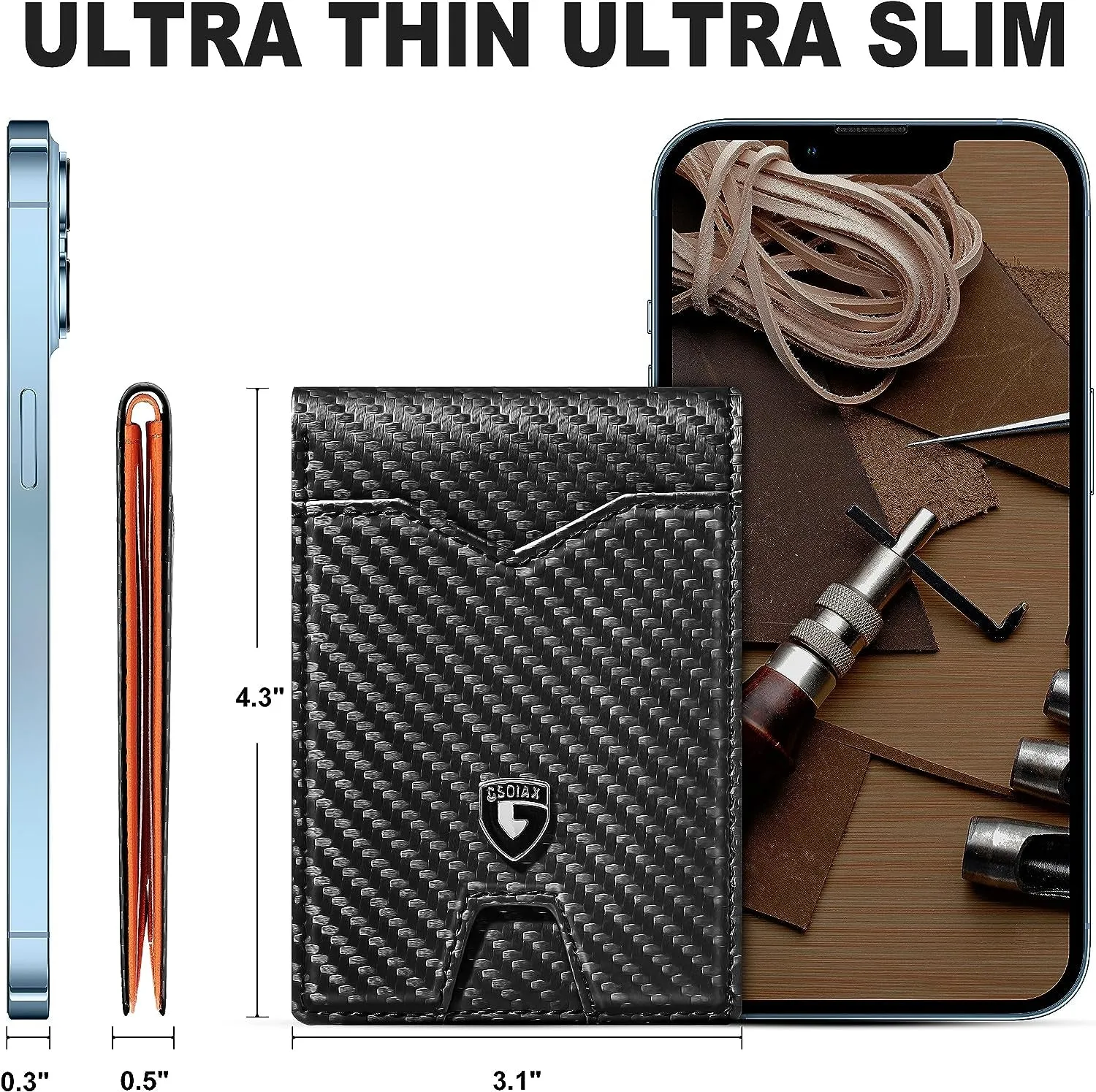 Carbon Fiber wallets Rfid Blocking Bifold Credit Card Holder for Men