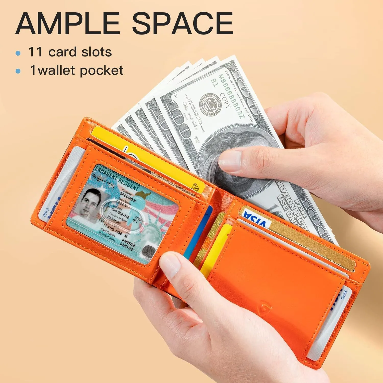 Carbon Fiber wallets Rfid Blocking Bifold Credit Card Holder for Men