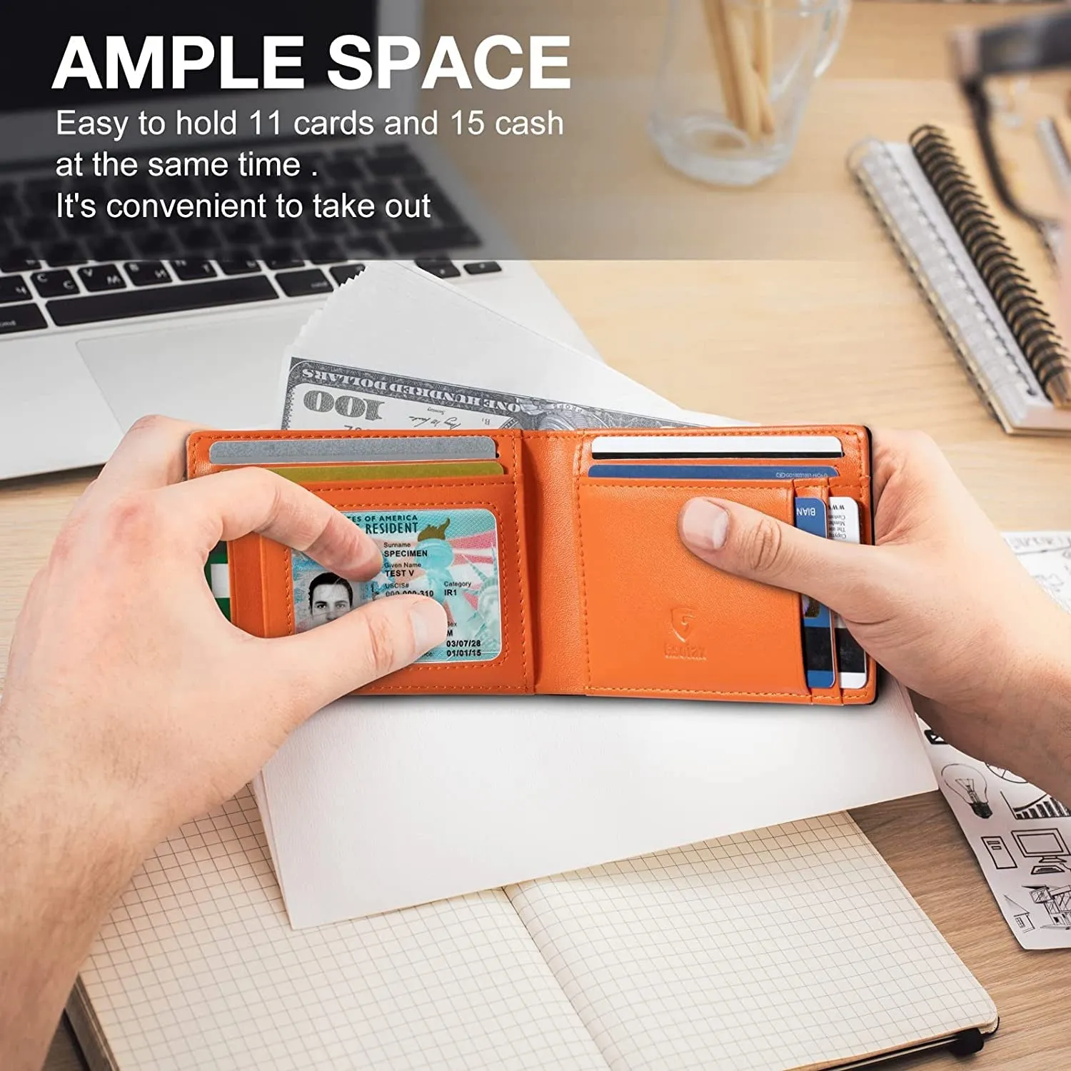 Carbon Fiber wallets Rfid Blocking Bifold Credit Card Holder for Men