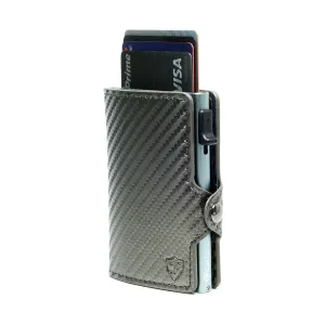 Card Blocr Credit Card Wallet Carbon Fiber PU Leather Titanium Color Minimalist Wallet